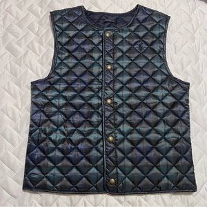 Polo Ralph Lauren Vest Plaid Quilted Girls Size 14 Blue Green